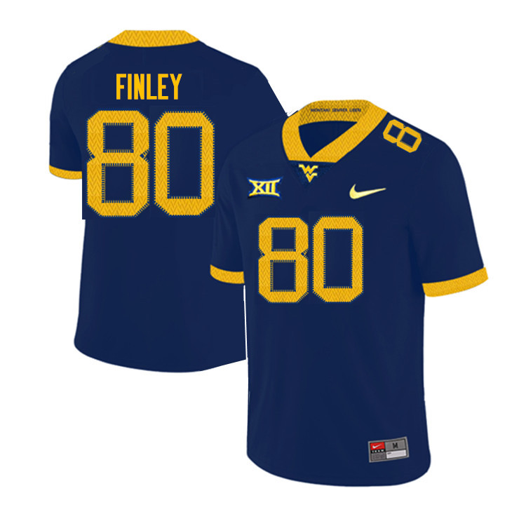 Men #80 Charles Finley West Virginia Mountaineers College Football Jerseys Sale-Navy